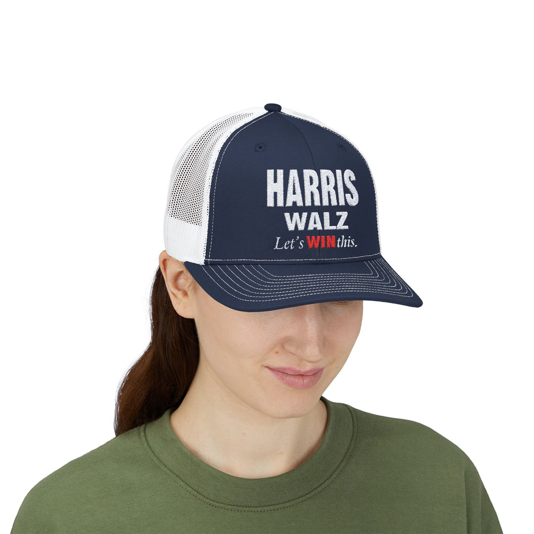 Harris Walz 2024 Embroidered Snapback Trucker Cap