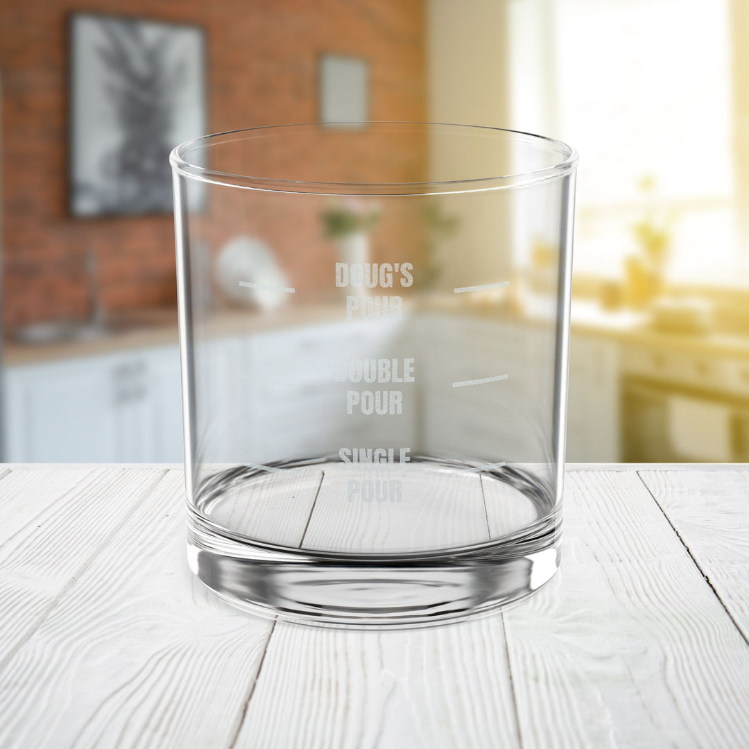Engraved Pour Marks Whiskey Glass