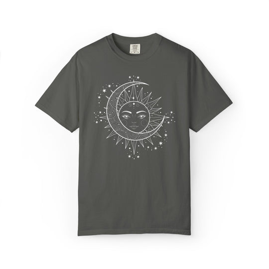 Celestial Boho Moon &amp; Sun Line T-Shirt | Mystical Spiritual Graphic Tee