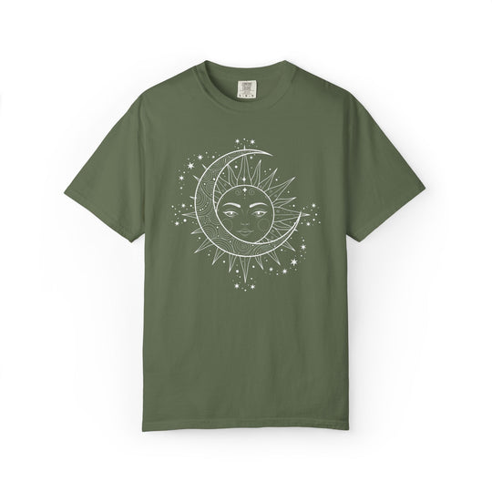 Celestial Boho Moon &amp; Sun Line T-Shirt | Mystical Spiritual Graphic Tee