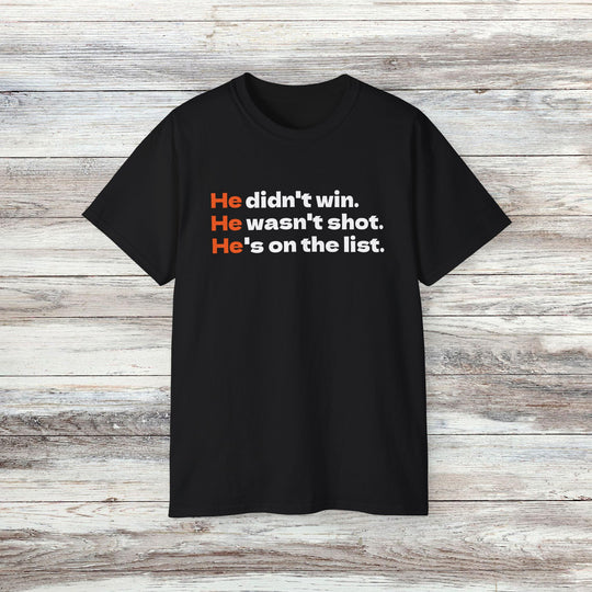 He's on the List T-Shirt, Anti-Trump Tee