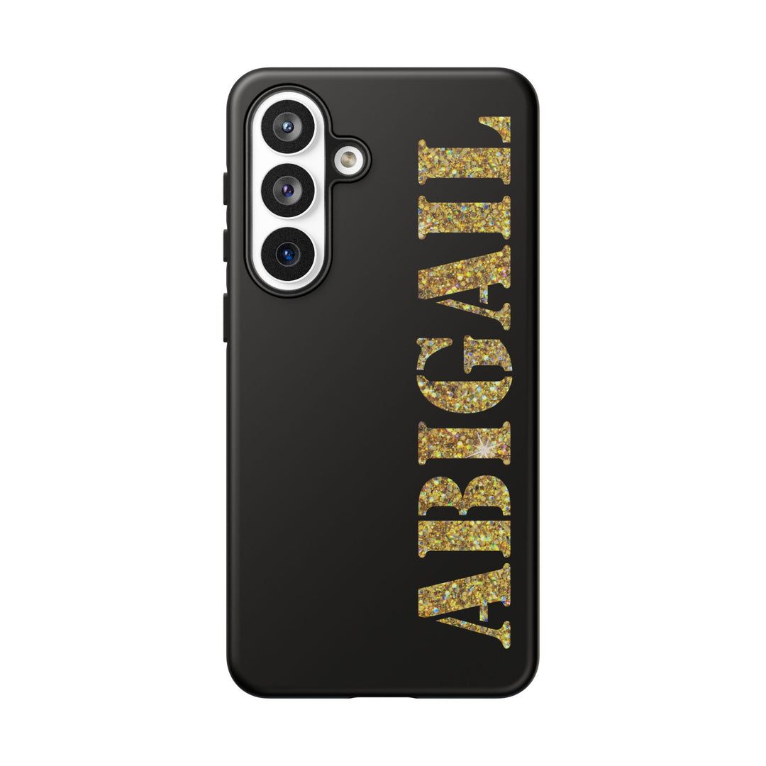 New Samsung 26 Stenciled Name Phone Case | Tough Matte Black Personalized