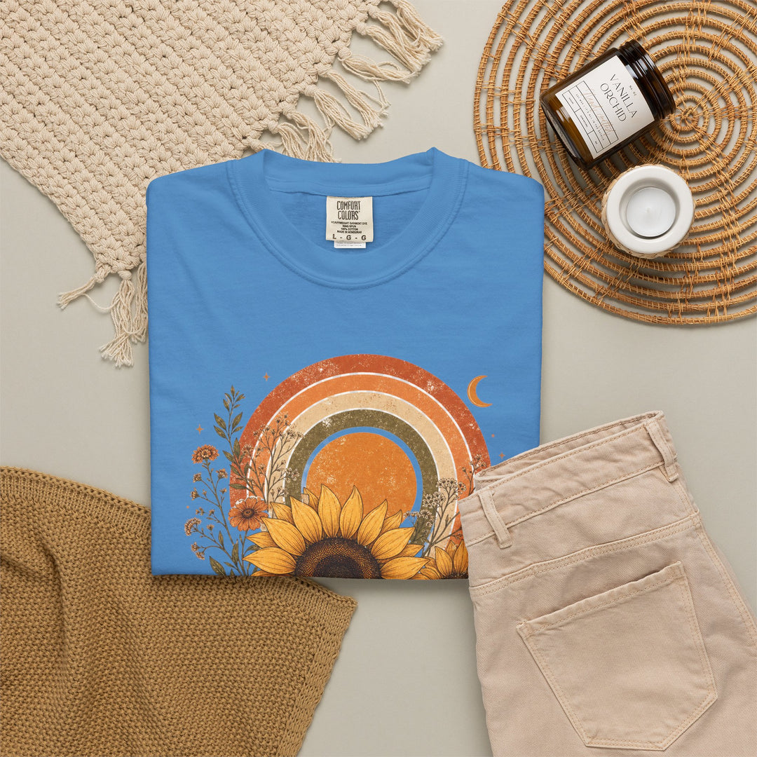 Vintage Floral Boho Sunflower T-Shirt | Retro Women&