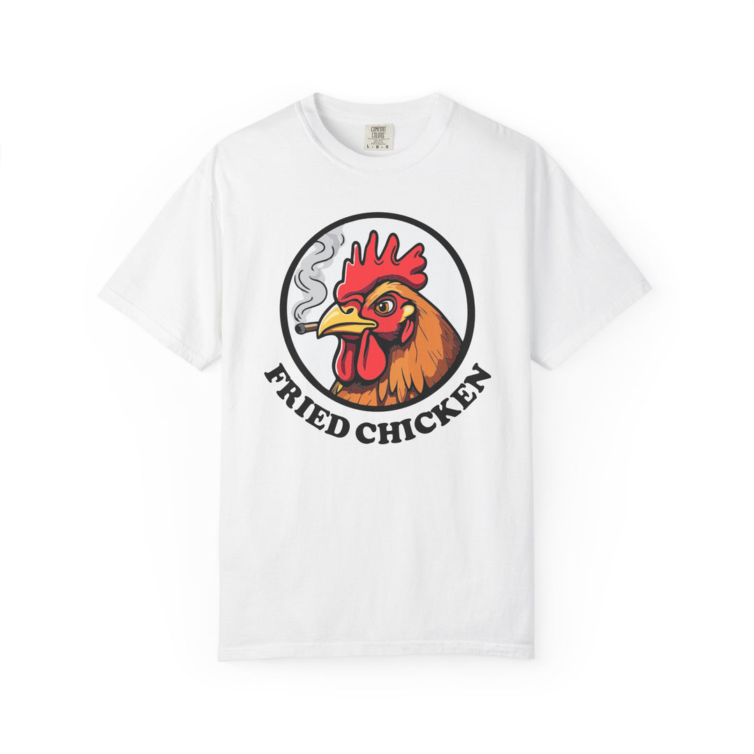 Fried Chicken T-Shirt | Funny Retro Logo Tee with a Rooster Smoking