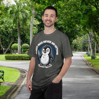 Flight Was Never An Option | Funny Penguin T-Shirt with Penguin Holding a Knife | Ironic Fight or Flight Response