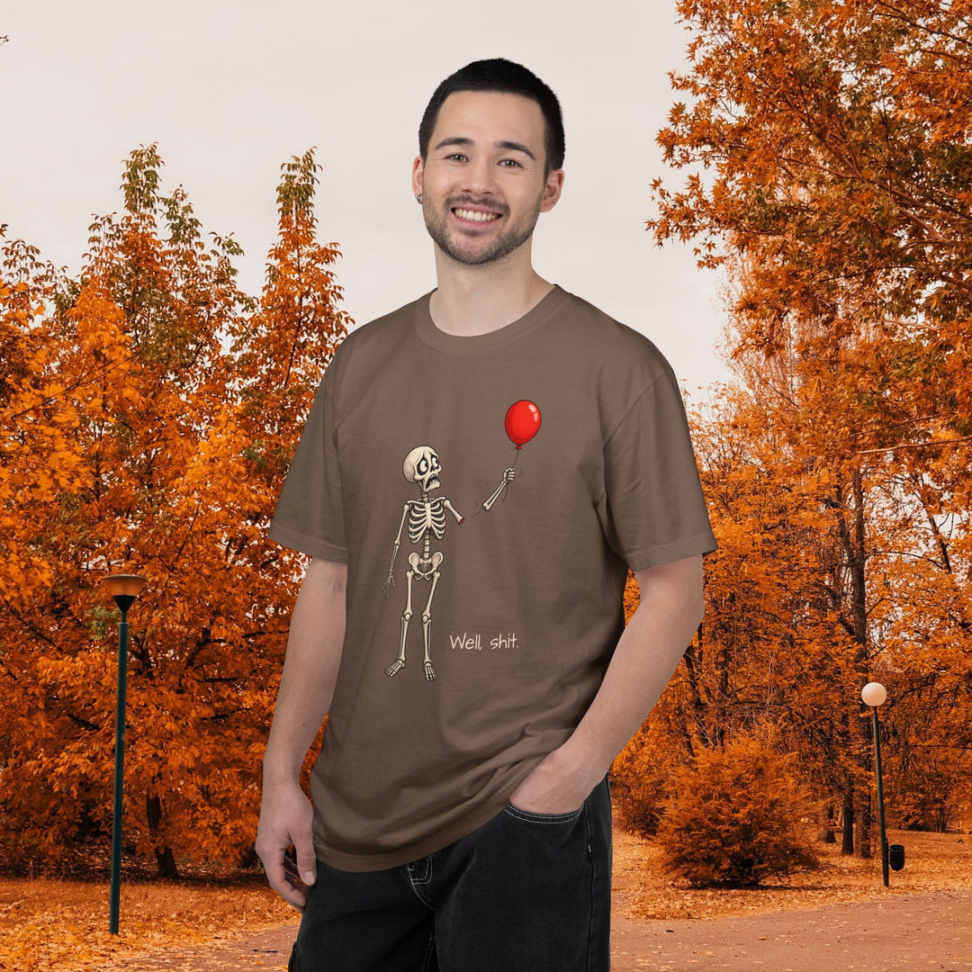 Funny Fall Skeleton and Balloon T-Shirt | Unisex Comfort Colors® Tee