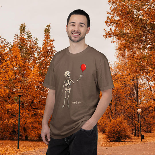 Funny Fall Skeleton and Balloon T-Shirt | Unisex Comfort Colors® Tee