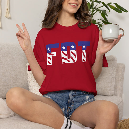 FDT flag letters T-shirt | American flag typography political tee