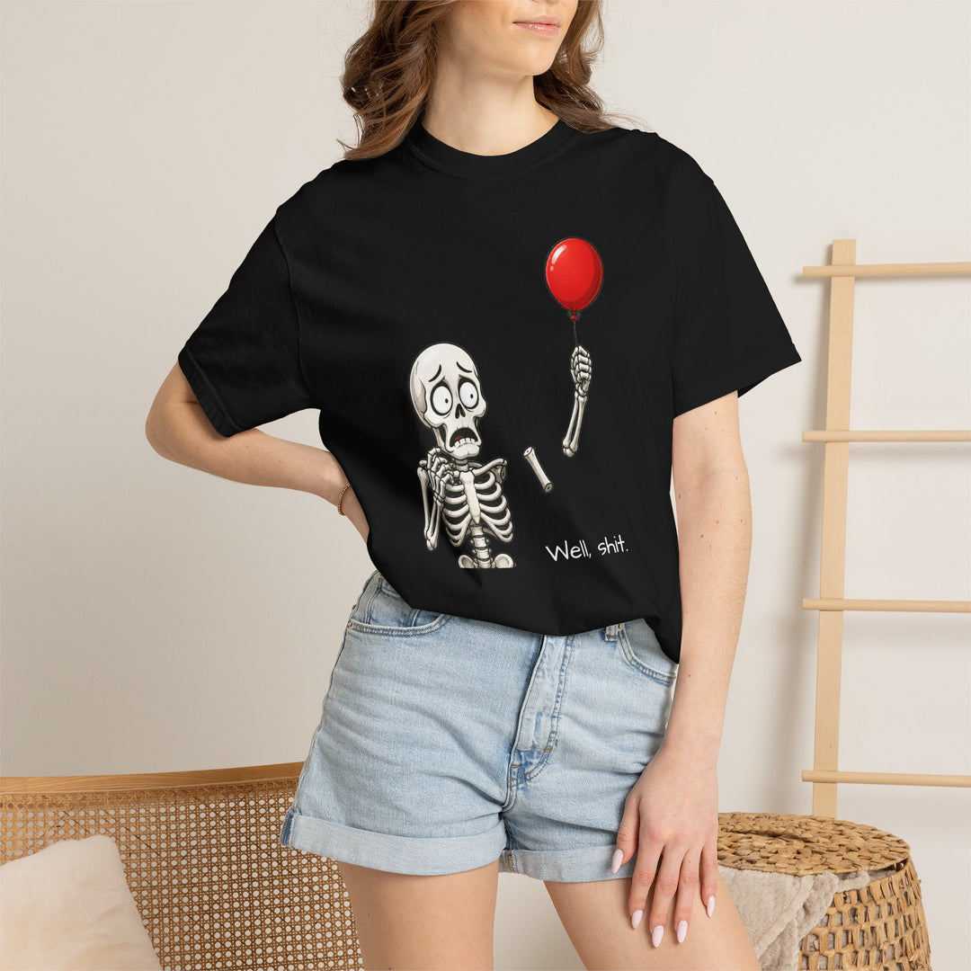 Funny Fall Skeleton and Balloon T-Shirt | Unisex Comfort Colors® Tee
