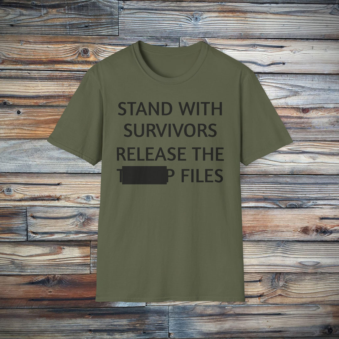Stand With Survivors Release The [Redacted] Files T-Shirt | Activist Survivor Tee