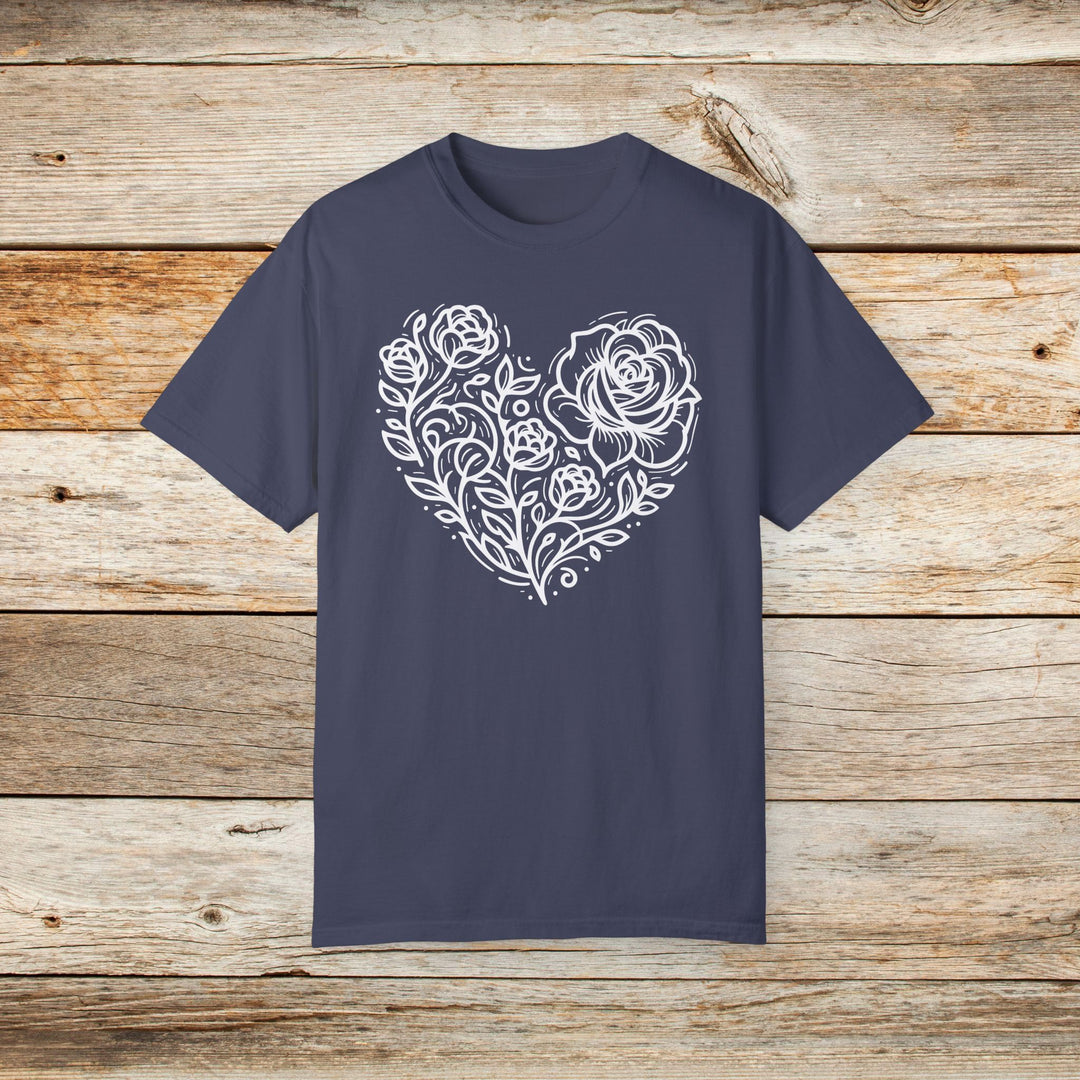 Blooming Heart Rose Graphic T-Shirt