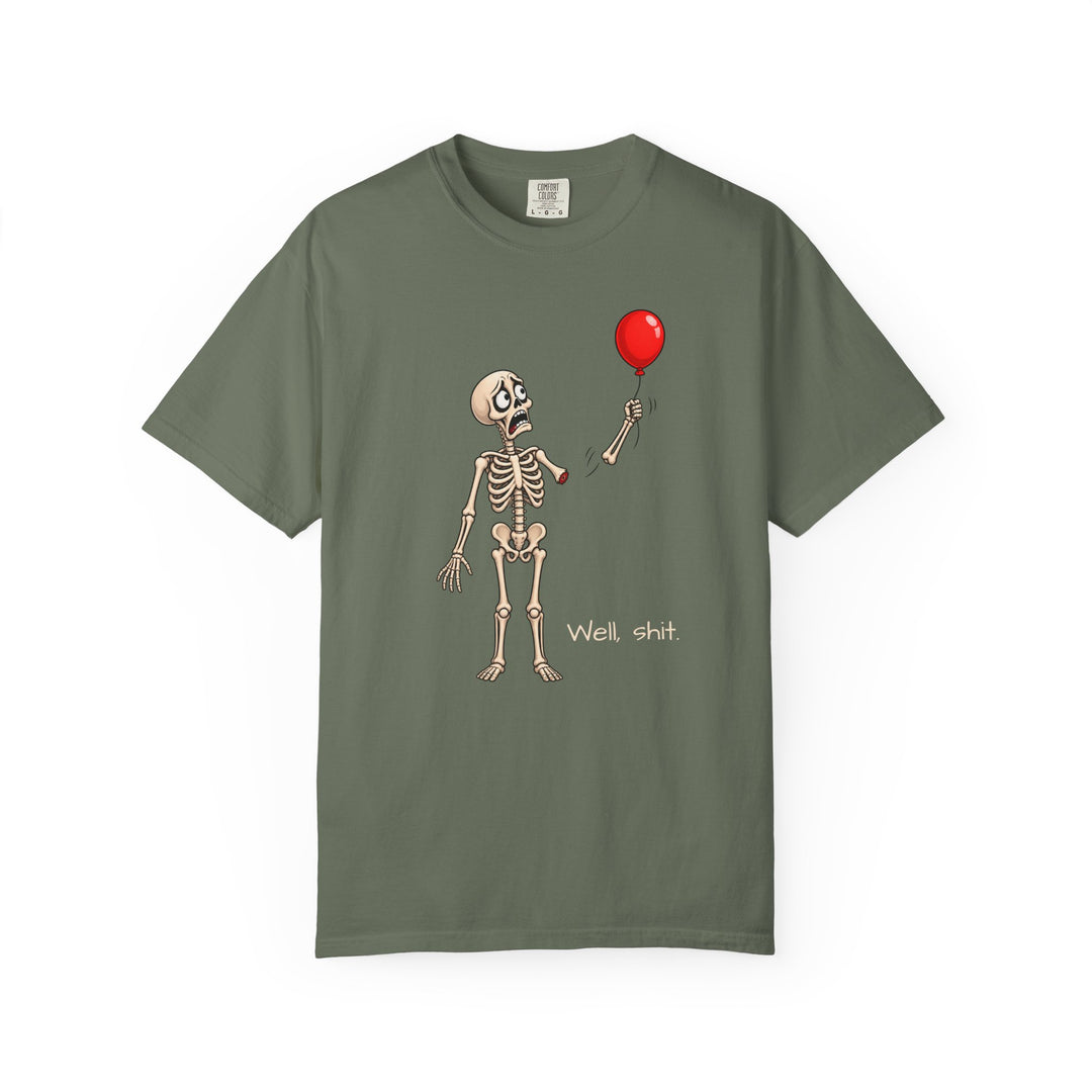 Funny Fall Skeleton and Balloon T-Shirt | Unisex Comfort Colors® Tee