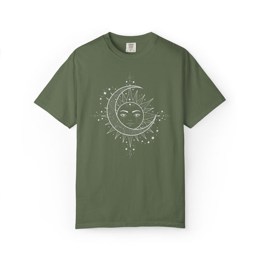 Celestial Boho Moon &amp; Sun Line T-Shirt | Mystical Spiritual Graphic Tee