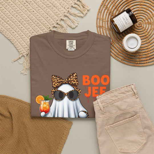 Funny Fall Boo Jee T-Shirt | Fancy Ghost with Designer Bag and Cocktail | Unisex Comfort Colors® Tee