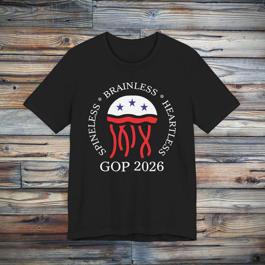 Jellyfish GOP Logo T-Shirt - Funny Anti-Trump Shirt | Satirical Anti-MAGA Graphic Tee for Political Humor