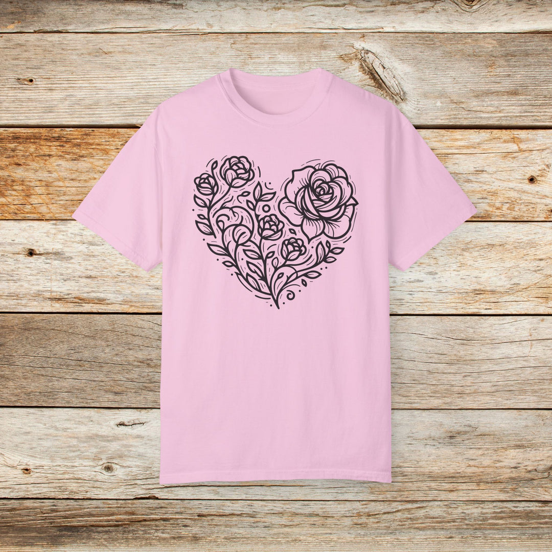 Blooming Heart Rose Graphic T-Shirt