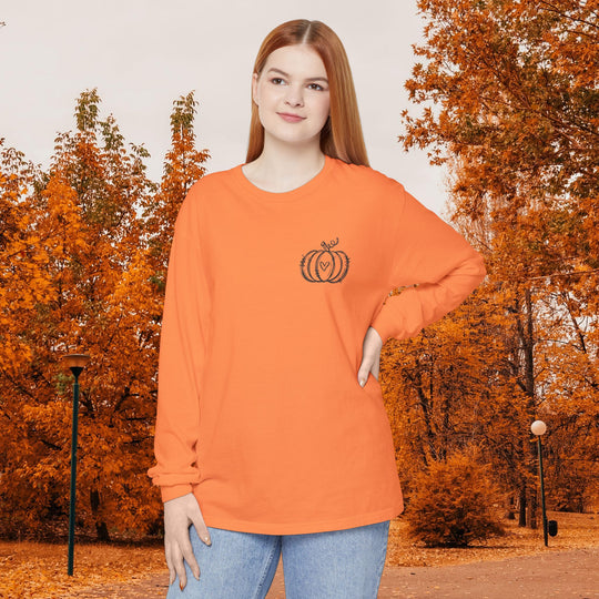 Hand-Drawn Pumpkin Long Sleeve T-Shirt | Pumpkin Sketch Shirt | Cute Fall Graphic Tee