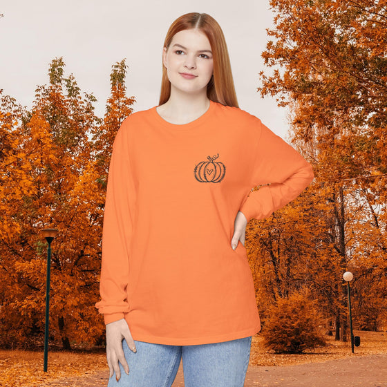 Hand-Drawn Pumpkin Long Sleeve T-Shirt | Pumpkin Sketch Shirt | Cute Fall Graphic Tee
