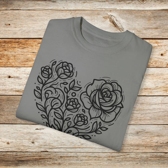 Blooming Heart Rose Graphic T-Shirt