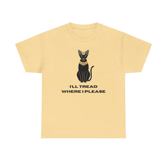 Empowering T-Shirt - I'll Tread Where I Please - Black Cat with Snake Design - Gadsden Flag