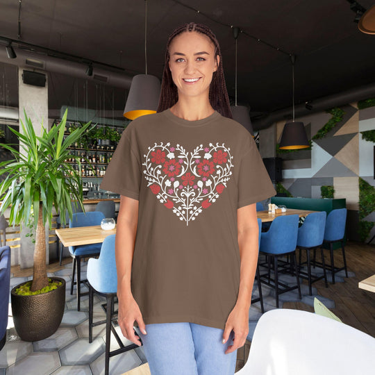 BOHO Floral Heart T-Shirt | Floral Fall Graphic Flowers and Hearts Tee