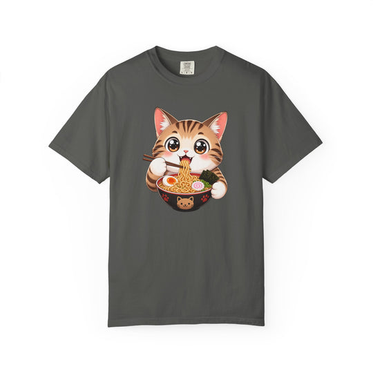 Cat Ramen Anime T-Shirt | Kawaii Cat Eating Ramen Noodles | Unisex Graphic Tee