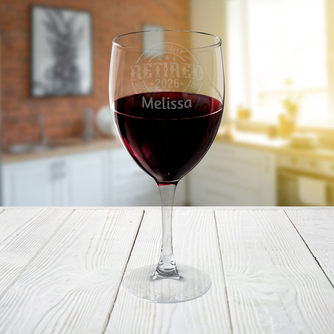 Personalized Retired Wine Glass