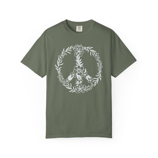 Peace Sign BOHO Floral Heart T-Shirt | Fall Flowers &amp; Hearts Comfort Colors® Tee for Women