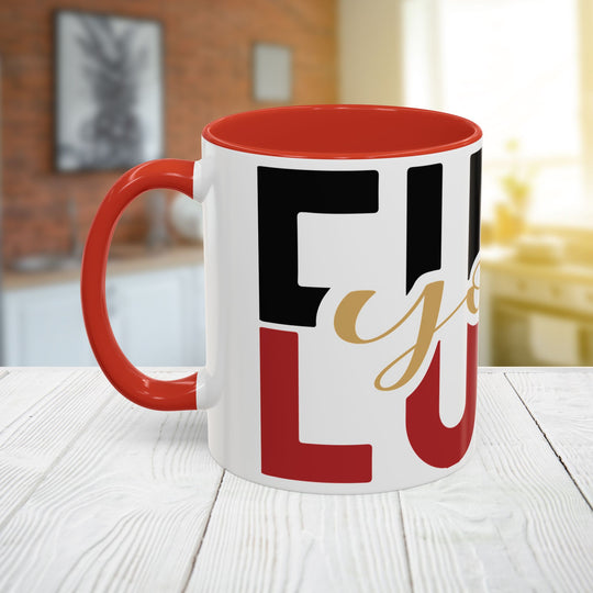 FULU Black Red Script Love Mug | Accent Coffee Mug 11oz 15oz