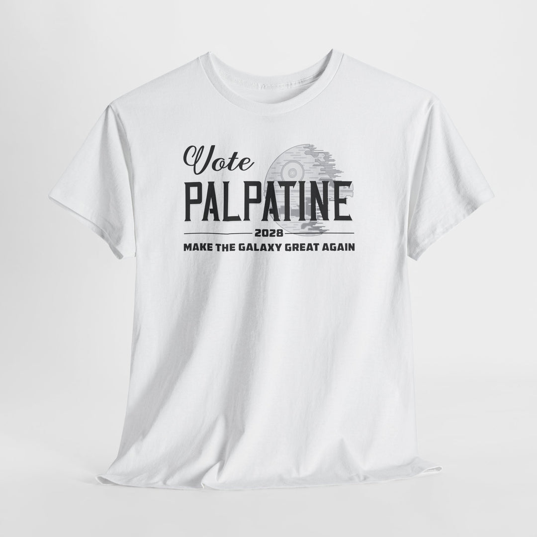 Funny Vote Palpatine 2028 Parody Political Graphic Tee for Sci-Fi Fans