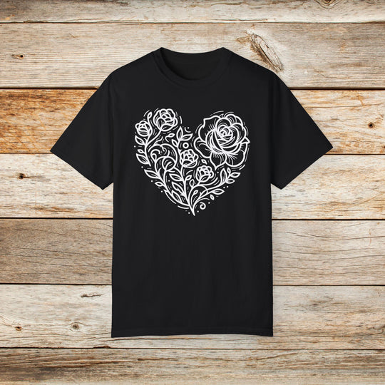 Blooming Heart Rose Graphic T-Shirt