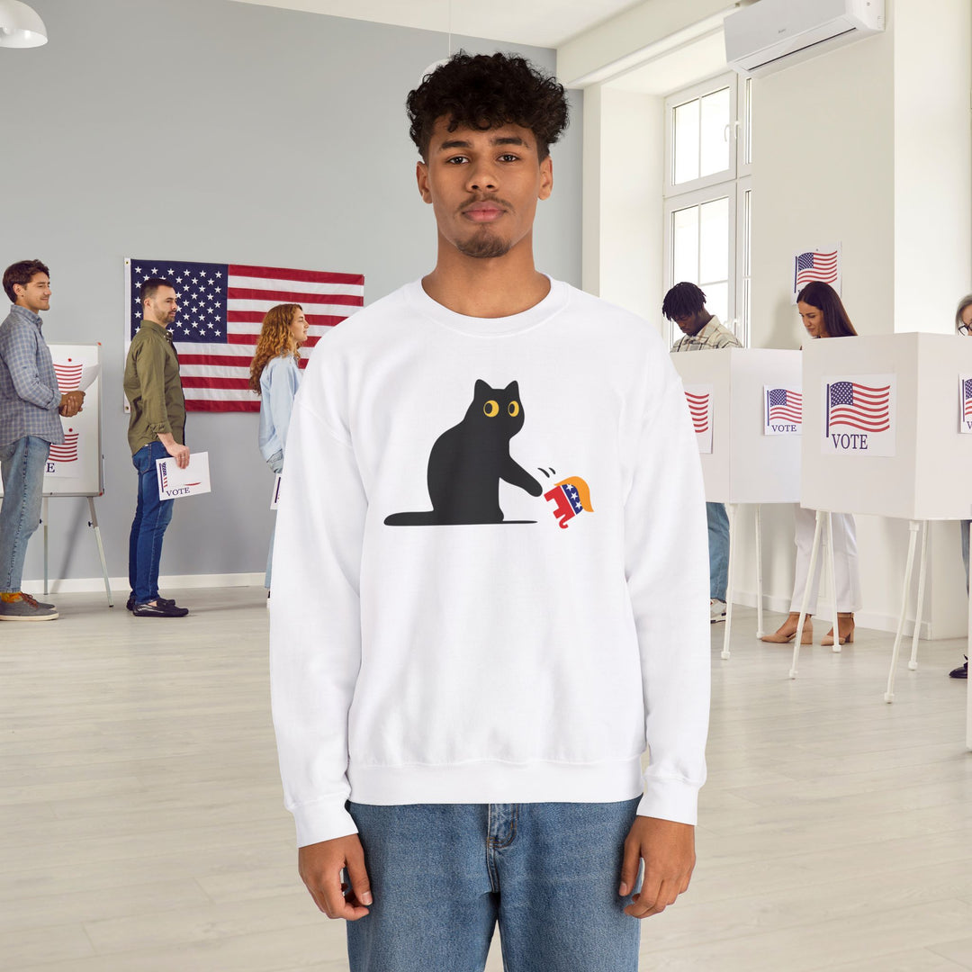 Kamala Harris 2024 Campaign Sweatshirt - Black Cat vs. MAGA GOP Elephant