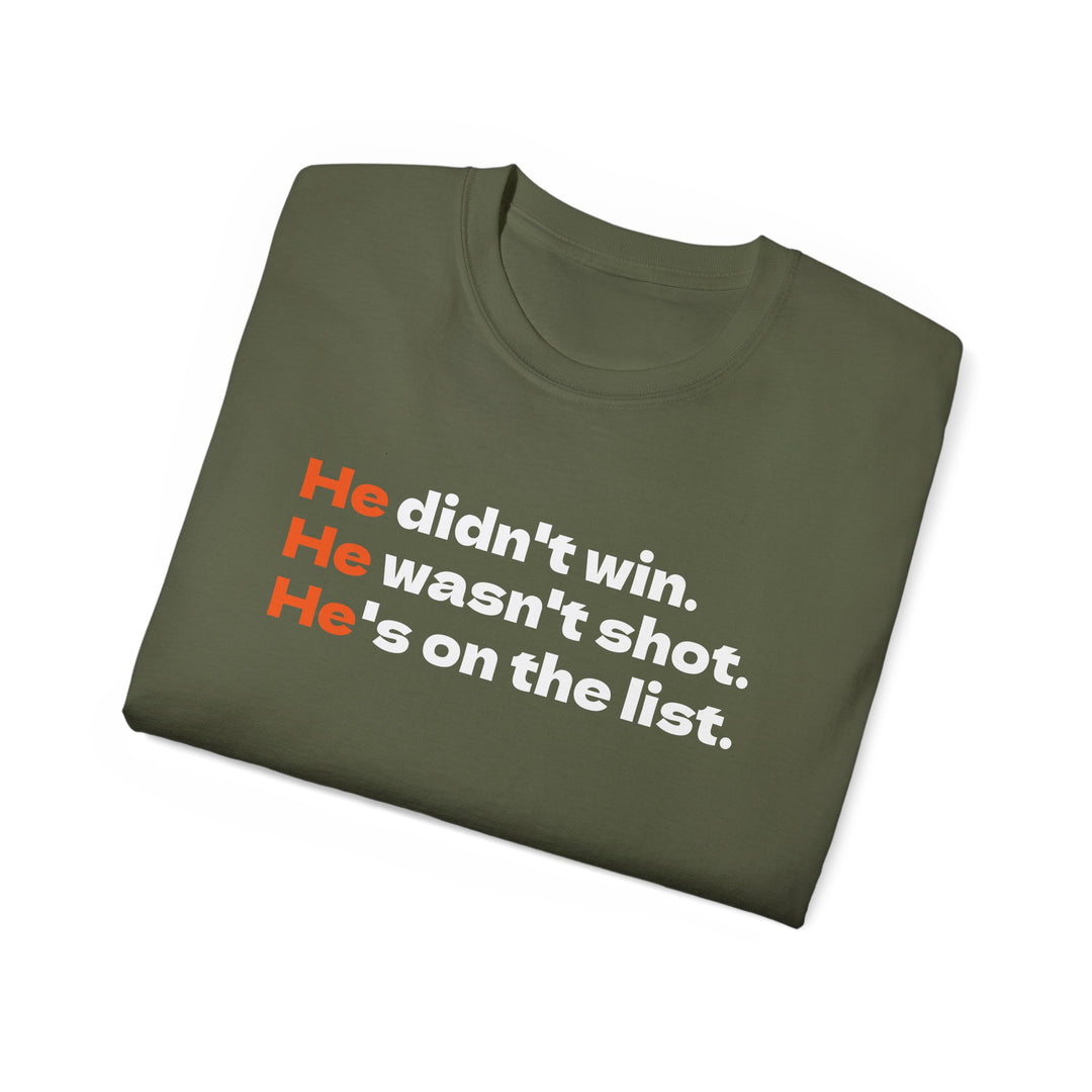 He's on the List T-Shirt, Anti-Trump Tee