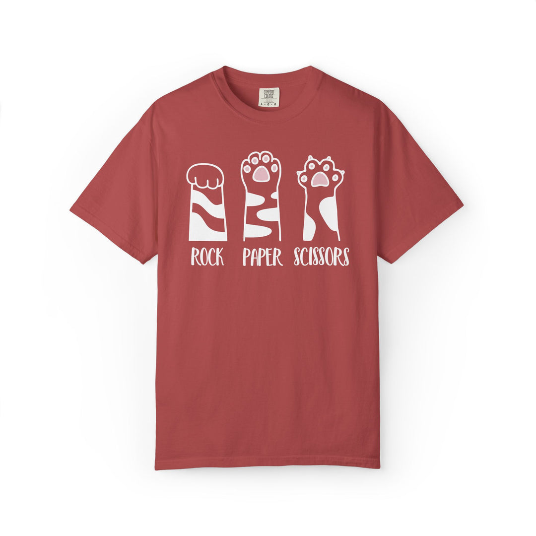 Rock Paper Scissors Cat T-Shirt | Funny Cat Lover Shirt with Cat Paws