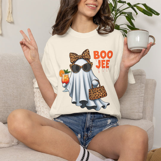 Funny Fall Boo Jee T-Shirt | Fancy Ghost with Designer Bag and Cocktail | Unisex Comfort Colors® Tee
