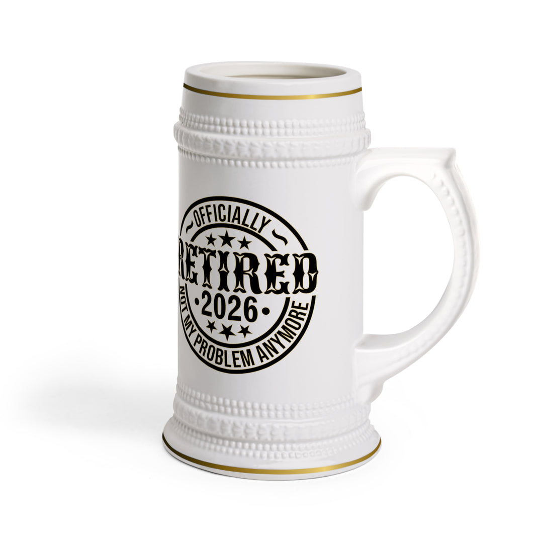 Officially Retired 2026 Beer Stein Mug | Retirement Celebration, Funny Retirement Saying