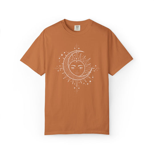Celestial Boho Moon &amp; Sun Line T-Shirt | Mystical Spiritual Graphic Tee