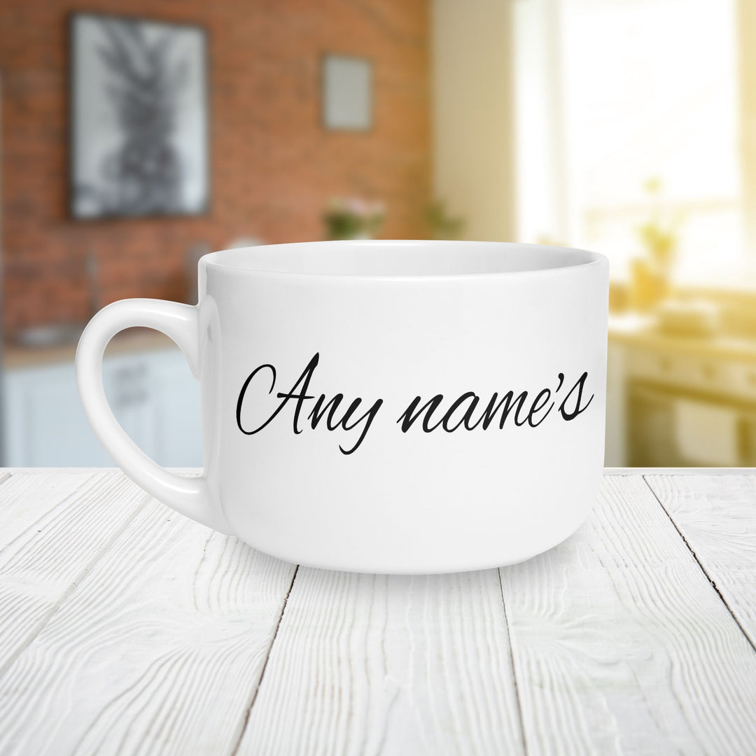 Personalized Script Name with Hug in a Mug Latte Mug | 25oz Ceramic Coffee Mug