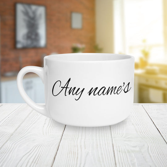 Personalized Script Name with Hug in a Mug Latte Mug | 25oz Ceramic Coffee Mug