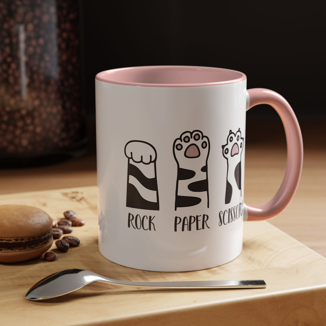 Cat Paw Rock Paper Scissors Mug | Funny Cat Lover Accent Coffee Mug | 11oz &amp; 15oz