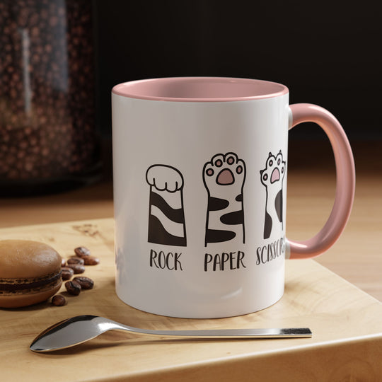Cat Paw Rock Paper Scissors Mug | Funny Cat Lover Accent Coffee Mug | 11oz &amp; 15oz