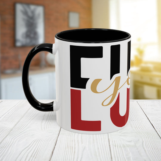 FULU Black Red Script Love Mug | Accent Coffee Mug 11oz 15oz