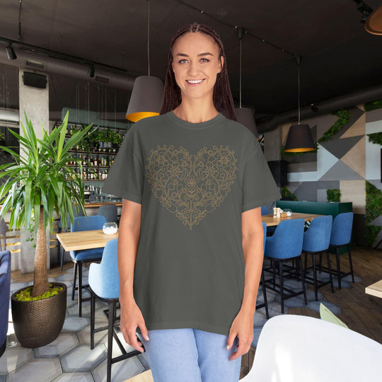 BOHO Floral Heart T-Shirt | Fall Flowers &amp; Hearts Comfort Colors® Tee for Women