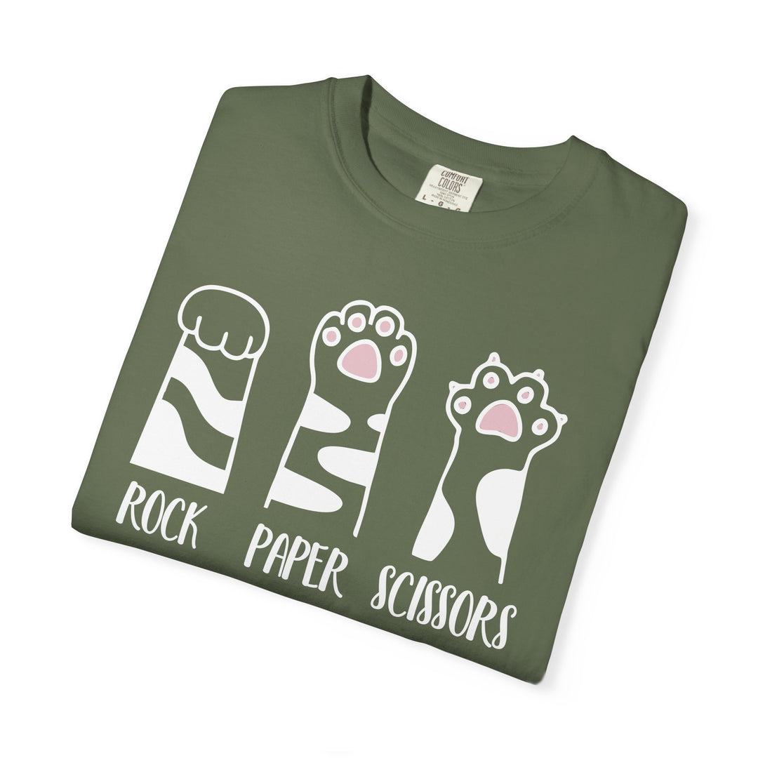 Rock Paper Scissors Cat T-Shirt | Funny Cat Lover Shirt with Cat Paws