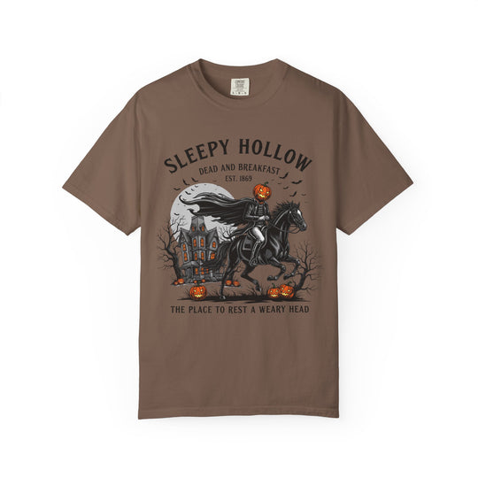 Sleepy Hollow Dead and Breakfast T-Shirt | Halloween Pumpkin Graphic Tee | Cute Autumn Thanksgiving Shirt