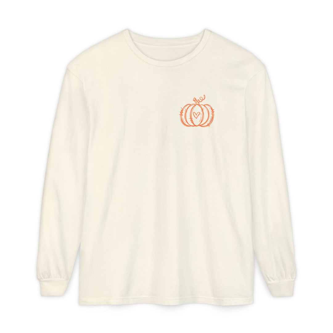 Hand-Drawn Pumpkin Long Sleeve T-Shirt | Pumpkin Sketch Shirt | Cute Fall Graphic Tee