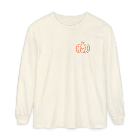 Hand-Drawn Pumpkin Long Sleeve T-Shirt | Pumpkin Sketch Shirt | Cute Fall Graphic Tee