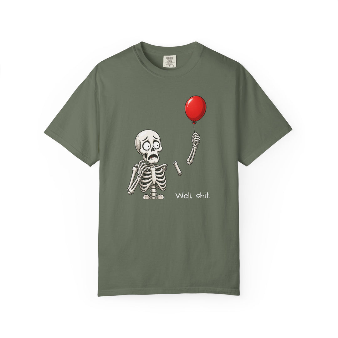 Funny Fall Skeleton and Balloon T-Shirt | Unisex Comfort Colors® Tee