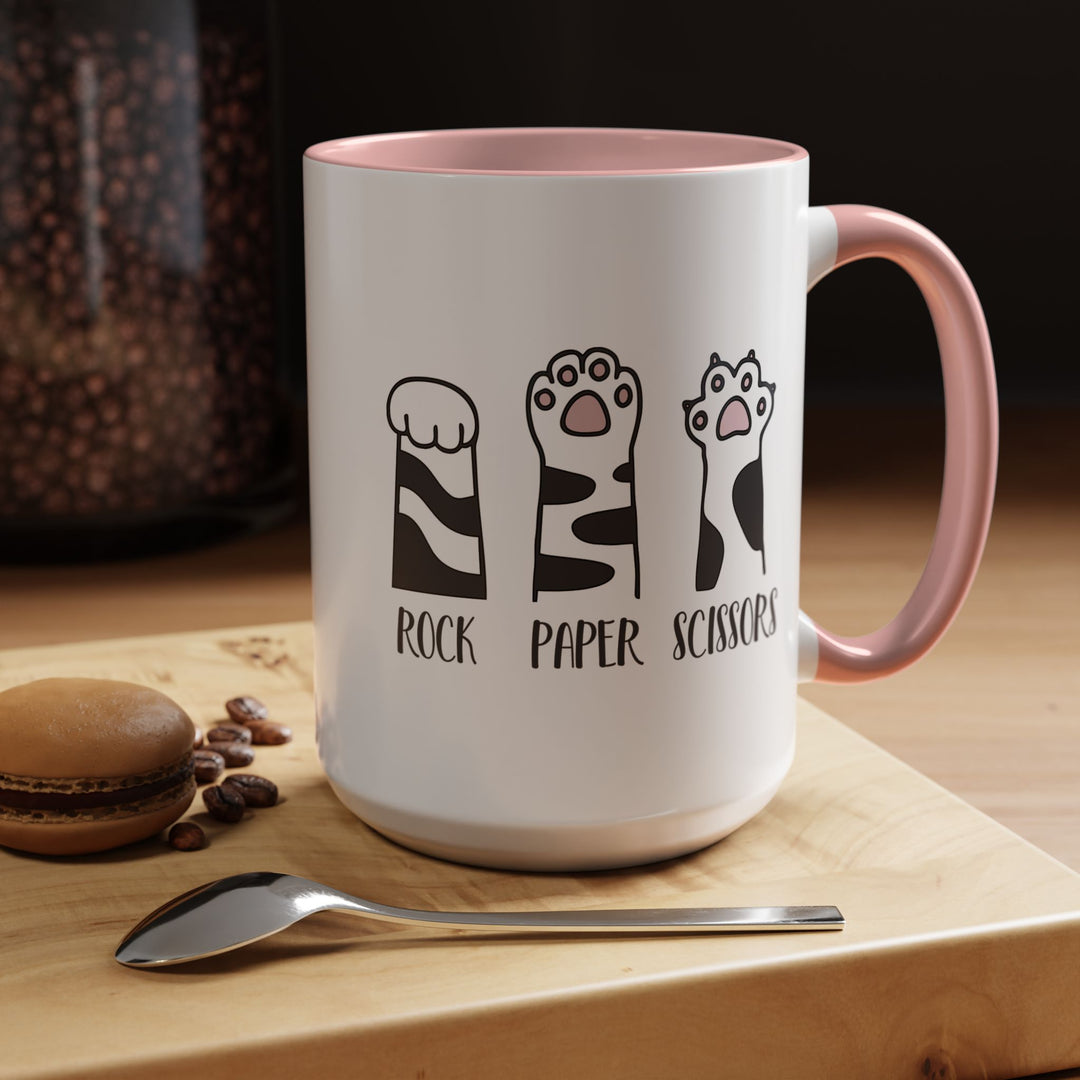Cat Paw Rock Paper Scissors Mug | Funny Cat Lover Accent Coffee Mug | 11oz &amp; 15oz