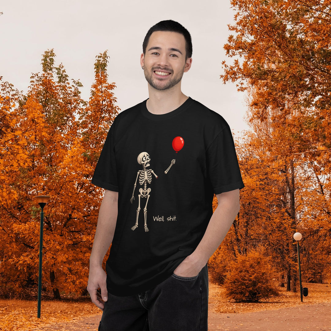 Funny Fall Skeleton and Balloon T-Shirt | Unisex Comfort Colors® Tee